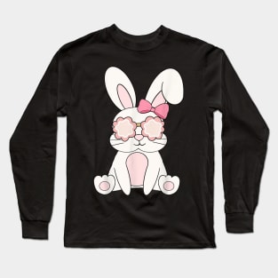 Retro Groovy Easter Rabbit Bunny Happy Easter Day Cute Bunny Long Sleeve T-Shirt